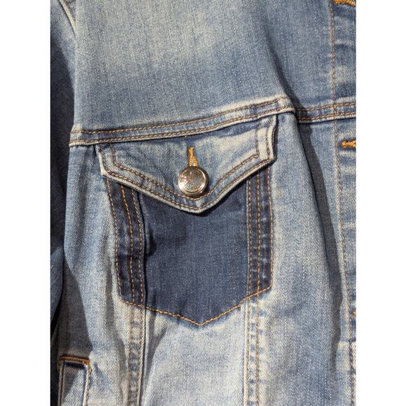 Lane Bryant Distressed Frayed Edge Cotton Stretch Denim Jacket Womens Plus Sz 22 - Picture 6 of 11